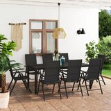 The Living Store Vrtna jedilna garnitura 9-delna črna - Jedilna Garnitura, (21425909) | Shoptok.si