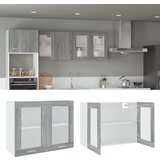 vidaXL Steklena viseča omarica siva sonoma 80x31x60 cm konstruiran les Cene