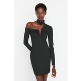 Trendyol Black Asymmetrical Collar Detailed Dress Cene