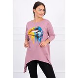 Kesi Oversize blouse with rainbow lip print navy pink Cijene