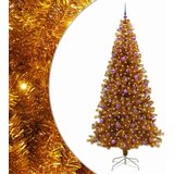 vidaXL Božično drevo med 300 LED z stojalom Zlata 240 cm PET | Shoptok.si