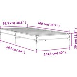  Okvir za krevet boja hrasta 100x200cm konstruirano drvo i metal | shoptok.hr
