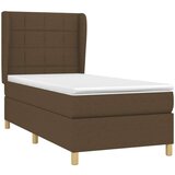  Box spring postelja z vzmetnico temno rjava 100x200 cm blago | Shoptok.si