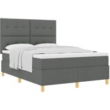 vidaXL Posteljni osnovni okvir z vzmetnico Temno siva 140x200 cm Tkanina, (22052225) Cene
