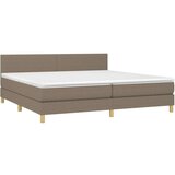  Krevet box spring s madracem LED smeđesivi 200x200 cm tkanina | shoptok.hr