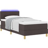  Krevet s podnicom s madracem i LED svjetlom Tamnosmeđi 90x190 cm Tkanina | shoptok.hr