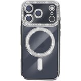 AVIZAR Ovitek za iPhone 17 Pro, združljiv z MagSafe, z okrasnim obrisom iz strasa, Srebrna, (5000189876) | Shoptok.si