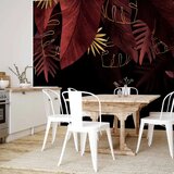  Foto tapeta - Jungle and composition - red and gold leaf motif on black background 450x315 | shoptok.hr