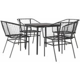 vidaXL Vrtni blagovaonski set od 5 dijelova crni poliratan staklo - Crna 80 x 80 x 74 cm 4 | shoptok.hr