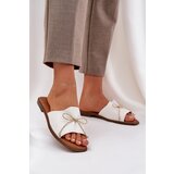 PS1 Flat Sole Slippers With Decorative Bow White Deonelis | Shoptok.si