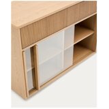 Kave Home Vitrina v hrastovem dekorju z drsnimi vrati v naravni barvi 200x80x40 cm Helvine – | Shoptok.si