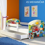 Otroška postelja ACMA z motivom, stranska bela + predal 140x70 cm 45 Mehanik | Shoptok.si