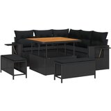vidaXL 8-dijelni set vrtnih sofa s jastučićima Crna Poli ratan akacija, 3-dijelni vrtni set za objedovanje s jastučićima Crna Poli ratan akacija Cijene
