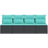  Vrtna sofa s jastucima za 4 osobe crna poliratan - Crna 1 4 sjedala Crna | shoptok.hr
