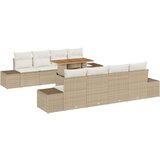 vidaXL Baštenska Sofa Set Set od 7 Bež i Krem Ratan i Poliester | shoptok.hr