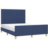  Posteljni okvir z vzglavjem moder 140x200 cm blago, (20907028) | Shoptok.si