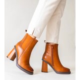 Gemre Brown eco leather block heel ankle boots Almase | Shoptok.si