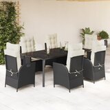 vidaXL Vrtna garnitura - 6-dijelni vrtni blagovaonski set s jastucima crni od poliratana Crna 200 x 100 x 74 cm bez podignute noge 6 Cijene