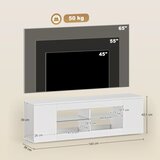  TV stalak 140 cm TV ormarić 6 pretinaca 2 staklene police iverica bijela | shoptok.hr