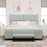 Box Spring Krevet s Madracem i Klupicom Svjetlosiva 180x200 cm Baršun | shoptok.hr
