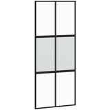  Klizna vrata s priborom crna 90 x 205 cm kaljeno staklo | shoptok.hr