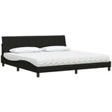  Postelja z vzmetnico črna 200x200 cm blago | Shoptok.si