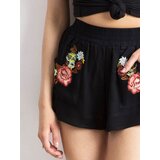 Fashion Hunters Black shorts with embroidery | shoptok.hr