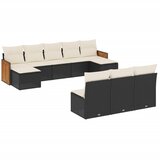  10-dijelni set vrtnih sofa s jastucima crni od poliratana | shoptok.hr