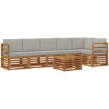  Sekcijska garnitura s jastukom 7 pcs Prirodna i svijetlo siva | shoptok.hr