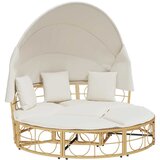 vidaXL Zunanja lounge postelja z baldahinom in blazinami Poly Rattan, (21828971) | Shoptok.si