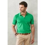 ALTINYILDIZ CLASSICS Men's Green Standard Fit Plain Polo Neck Short Sleeve Knitwear T-Shirt