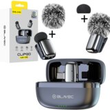 BLAVEC bežični Lavalier mikrofoni x 2 ClipGo Type-C + dodatna zaštita od vjetra - srebrni | shoptok.hr