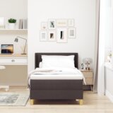  Krevet s opruga kutije Tamno smeđa i bijela 80 x 200 cm tkanina | shoptok.hr