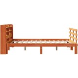 vidaXL Posteljni okvir z vzglavjem voščeno rjava 150x200 cm borovina | Shoptok.si