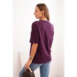 Polski Women's cotton blouse with Minimal print plum | shoptok.hr