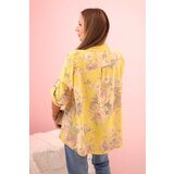 Kesi Włoski Women's cotton shirt with floral pattern and rolled up sleeves kiwi | shoptok.hr