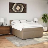  Krevet s oprugama i madrac cappuccino 160x200cm od umjetne kože - Boja cappuccina 160 x 200 cm gumbi | shoptok.hr