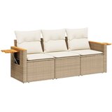  The Living Store Vrtna sedežna garnitura 3-delna z blazinami bež poli ratan - Vrtna Sedežna Garniture, (21455129) | Shoptok.si