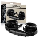 INTOYOU Black Shadow Vegan Leather Cuffs with Handle Black Cene