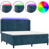  box spring s madracem LED tamnoplavi 160x200 cm baršun | shoptok.hr