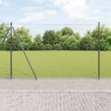 vidaXL Heksagonalna ograja Siva 1.5x10 m Jeklo, Ograjni stebri z osnovnimi ploščami 7 kos Ø32mm 83.5cm Galvanizirano jeklo | Shoptok.si