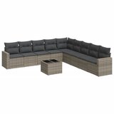 Maison Chic Seti vrtnega pohištva - Vrtna garnitura - Vrtni pohištvo set 10-delna z blazinami siv poli ratan, (21818217) | Shoptok.si