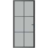  Notranja vrata 76x201,5 cm črno mat steklo in aluminij, (20766378) | Shoptok.si