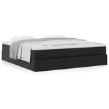 vidaXL Otomanski posteljni okvir z vzmetnico črn 160x200 cm um. usnje | Shoptok.si