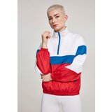 Urban Classics Women's 3-color tug-of-war jacket with stand-up collar, white/tan/bright blue | ePonuda.com