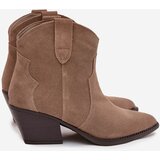 Boto Slip-on Women's Cowboy Boots Made of Natural Suede Beige Beretta | shoptok.hr