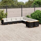 vidaXL 10-dijelni set vrtnih sofa s jastucima crni od poliratana | shoptok.hr