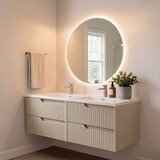 Skye Decor Set kupaonskih ormarića s umivaonikom i ogledalom, 2 dijela, bež u