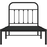  Metalni okvir za krevet s uzglavljem crni 90x190 cm | shoptok.hr