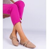 Gemre Beige eco-leather ballet flats adorned with buckles Emmarino | ePonuda.com